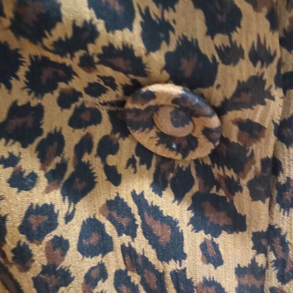 Maggie Boutique Leopard Animal Print Silk Long Sleeve Top Shirt Women Size 12 - Picture 6 of 9